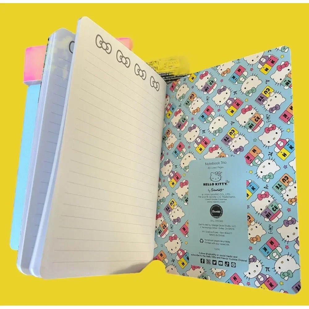 2024 Sanrio Hello Kitty & Friends Pastel‎ Colors Set 3 Lined Notebooks 80 Pages